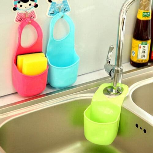 1 Pc Kitchen Bath Rack Snap Fastener Sink Hanging Storage Bag Basket Organizer Bathroom Box Drain Faucet Sponge Holder Gadgets
