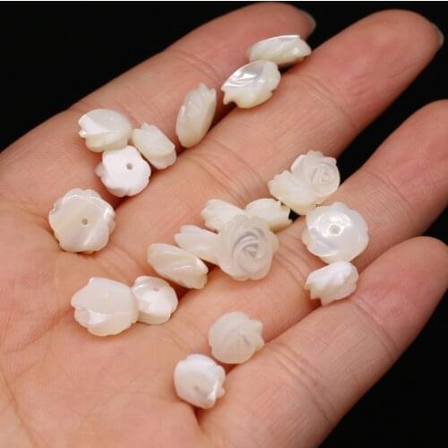 10Pcs Beads Natural Freshwater White Shell Pendant Beads Flower Shape Charms for Jewelry Making DIY Earrings Necklaces