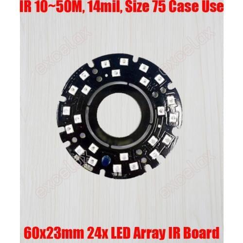 10PCS/Lot 24x LED Array IR 10m ~ 50m DC 12V PCB Board 60x23mm Size 75 Infrared Night Vision for CCTV IR Bullet Camera Assembly