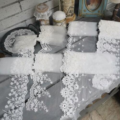 2Meters Handmade DIY Clothing Accessories Wedding Off White Floral Embroidery Lace Trim Fabrics Curtains Sofa Sewing Accessories