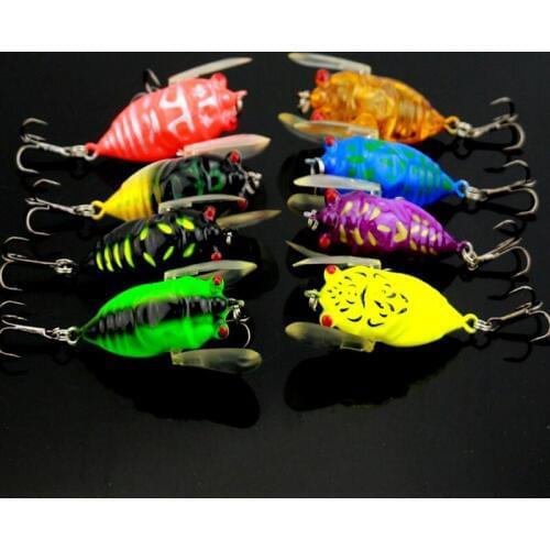 HENGJIA 8pcs 4cm 6.4g hard plastic cicada fishing lures peche wobble pike trout insect fishing baits isca pesca fishing tackles