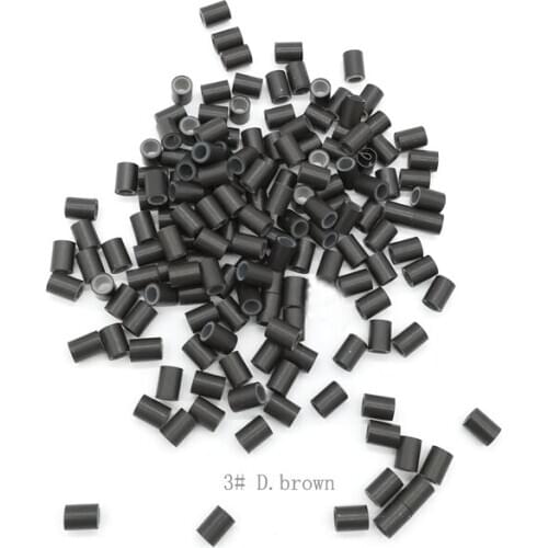 Freeshipping - 2000pcs 4.5mm With Silicone Copper Tube Rings Links Beads / Black D-Brown Brown L-Brown D-Blonde Blonde