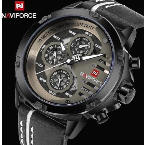 NAVIFORCE Fashion Mens Sport Quartz Watches 24 Hour Display Casual Men Wrist watch Leather Strap Male Clock Relogio Masculino