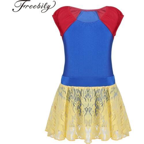 Girls Kids Ballet Dance Class Costumes Gymnastics Leotard with Floral Lace Skirt Set Fairytale Costumes for Stage Performance