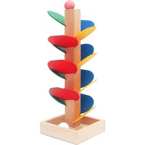 Baby Montessori Wooden Blocks Tree Marble Ball Run Track Game Kids Children Intelligence Educational Toy Baby Childrens Day Gift