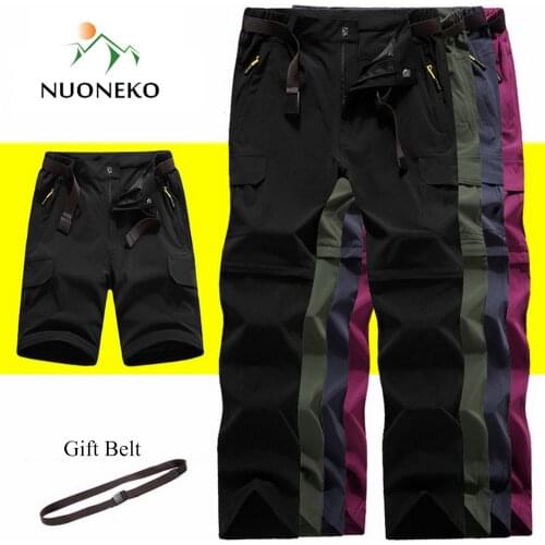 NUONEKO Stretch Outdoor Hiking Pants Quick Dry Removable Summer Breathable Camping Trekking UV Protection Fishing Trousers PN50