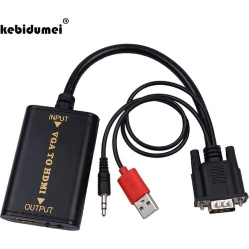 Kebidumei New 1080P VGA2HDMI Converter VGA to HDMI Converter Adapter HD Audio AV Converter HDTV Video Cable For TV PC