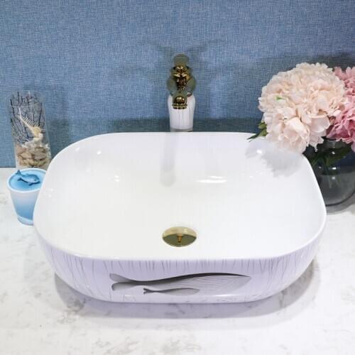 Jingdezhen Ceramics 3D Fish Household Nordic Style Platform Art Wash Bathroom Sink