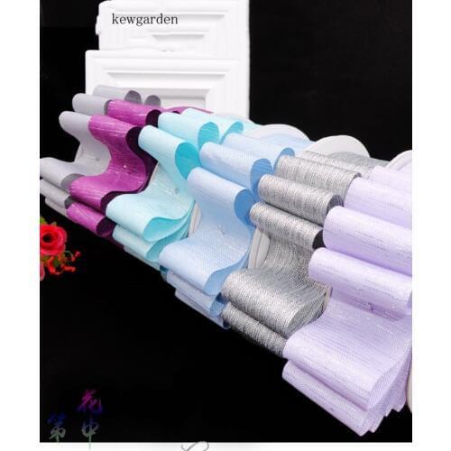 Kewgarden Wholesale 38mm 1-1/2" Silver Wire Polyester Satin Ribbons Handmade Tape DIY Bowknot Riband Garment Accessories 50 Yard