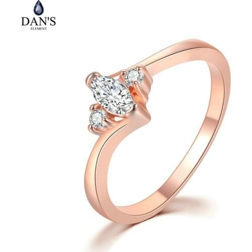 DANS ELEMENT Rings For Women Multicolor Optional Simple Oval AAA+ Cubic Zircinia Wedding Gift Fashion Jewelry DER798