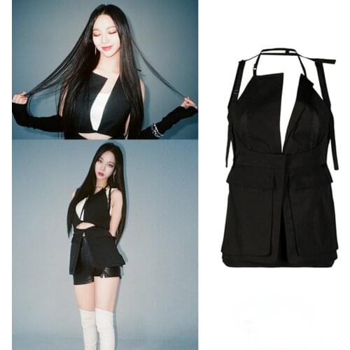 Kpop Korean Celebrity Black High Waist Dress Women Sexy Sleeveless Sling Dress Women Summer Nightclub Fashion Strapless Dresses