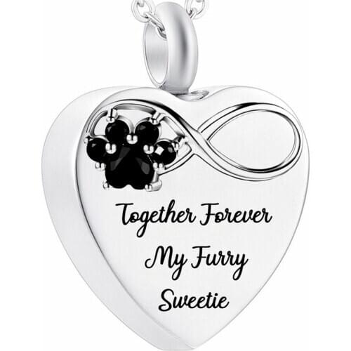 Stainless Steel Cremation Jewelry for Pet Ash Holder Heart Memorial Dog Cat Ash Paw Print Urn Necklace Women Keepsake Gifts