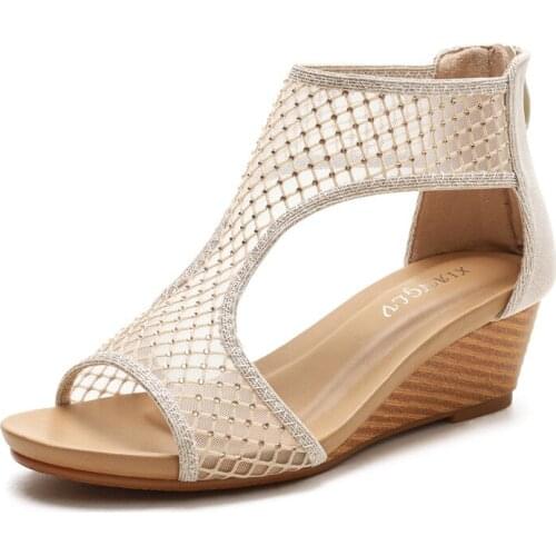 Summer Womens Sandals Slope Heel Womens Beach Shoes Casual Wedge Womens Slippers Light Womens Roman Shoes Chaussure Femme