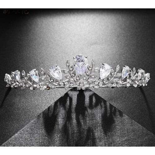 Fashion Crowns Hair Accessories For Women Luxury Leaves Bridal Wedding Tiaras Crystal Rhinestone Pageant Prom Jewelry Headwear