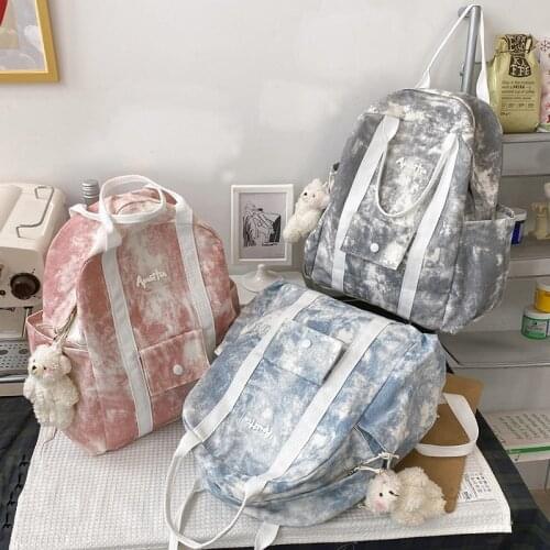 Fashion Womens Backpack Summer New Tie-dye Canvas School Bag For Girls Large Capacity Waterproof Anti-theft Travel Backpacks