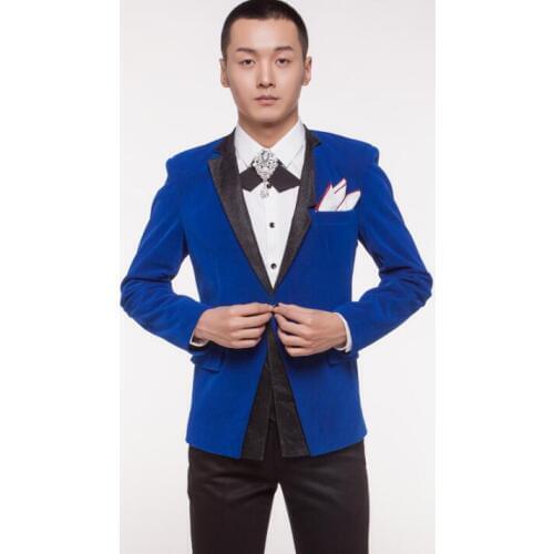 Men suits designs masculino homme terno stage costumes for singers men blazer dance clothes jacket formal dress punk rock blue