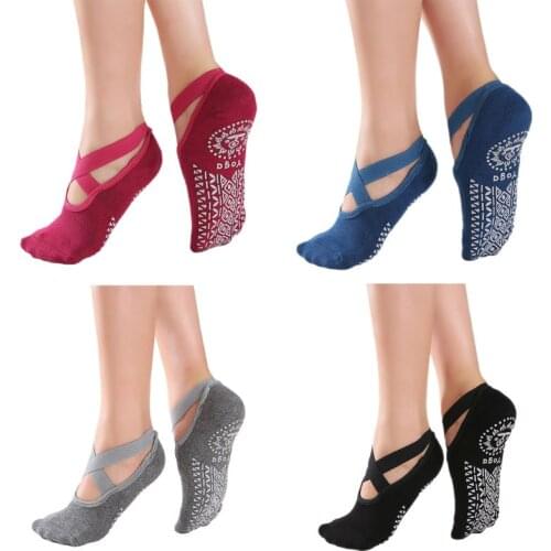 N58B Yoga Socks for Women Non-Slip Grips & Straps Fitness Sport Ballet Pilates Socks