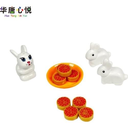 MOC Friends Series Yutu Mooncake Combo Mid-Autumn Festival Assemble Building Blocks Gift Creativity Educational Toys Friend Sets