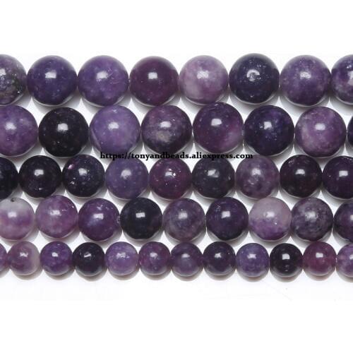 Natural Stone Purple Lepidolite Round Beads 15" Strand 6 8 10 MM Pick Size For Jewelry Making