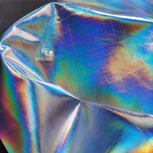 New Iridescent Reflective Leather Fabric Irregular Crack Grain DIY Patches Bags Cosplay Stage Decor Clothes Designer Fabric