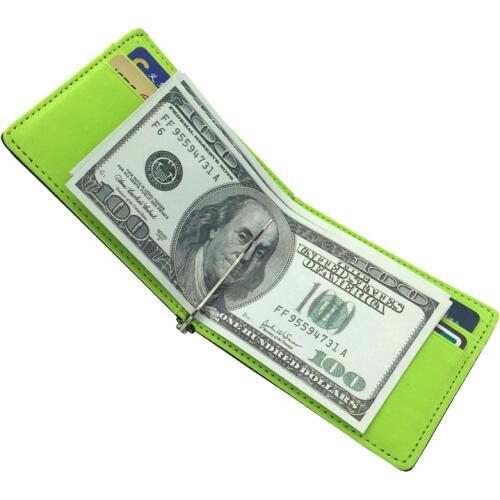 New Brand Leather Mens Money Clip Wallets Solid Metal Clamp Cash Holder Slim Purse For Women Man Billfold Credit Card Case