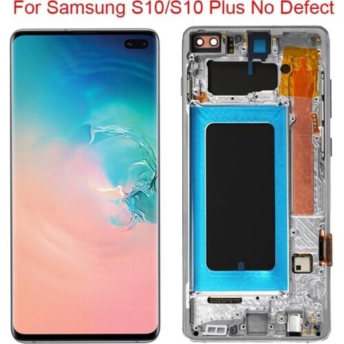 New Original S10 G973F LCD For Samsung Galaxy S10 Plus Display With Frame 3040x1440 SM-G975A LCD Touch Screen Digitizer Assembly
