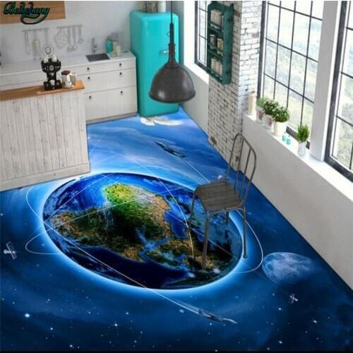 Beibehang Large Custom Flooring Star Galaxy Universe 3D Floor Ceiling Fresco Decorative