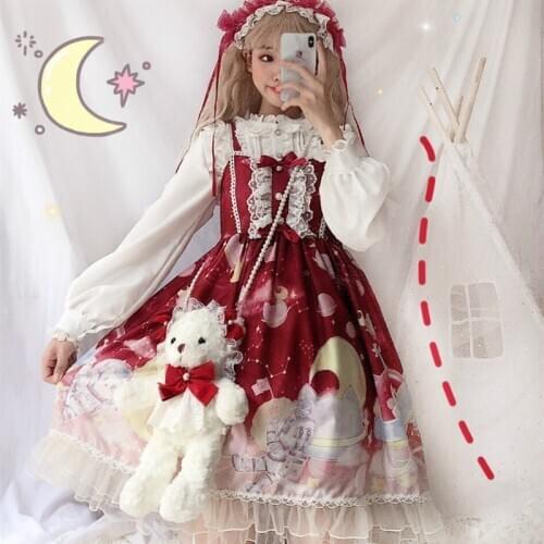 Lolita Dress Astronaut Moon Printing Sweet Japanese Kawaii Girls Princess Vintage Gothic Printed Patterns Summer dress