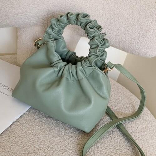 Pleated Soft PU Leather Cloud Handbag Women Crossbody bags 2021 New Fashion Travel Ladies Shoulder Messenger Bag Female Purses