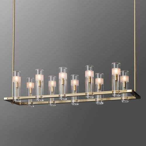 All-copper post-modern light luxury model room dining room living room bedroom lamp Hong Kong-style creative club bar crystal