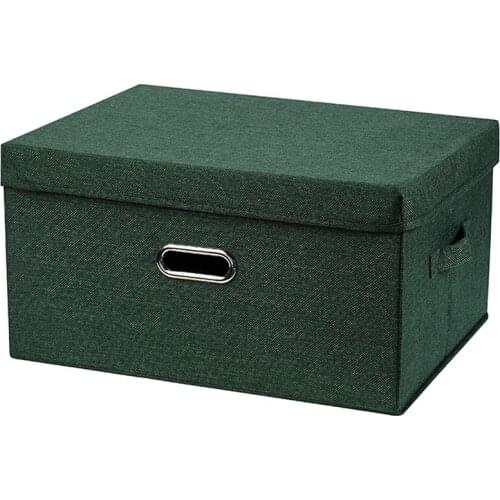 New 1Pcs Washable Cotton Linen Fabric Folding CD Storage Box Foldable Organizer With Lid Storage Basket