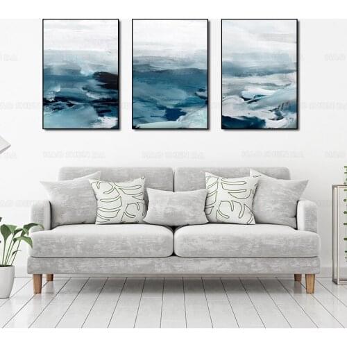 Modern Blue Sea Canvas Poster and Print Nordic Wall Art for Living Room Bedroom Decoration Paintings Abstract Picture Home Decor