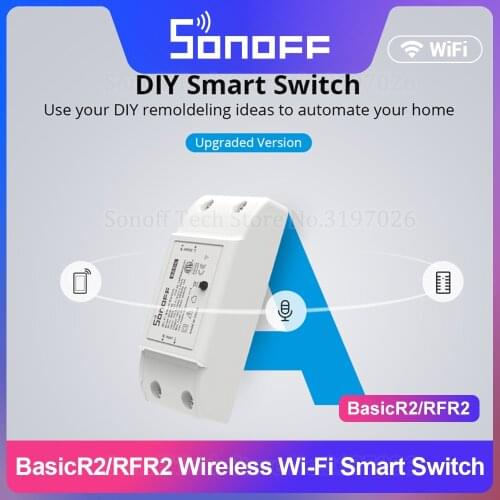 SONOFF BasicR2 RFR2 Wifi DIY Smart Wireless Switch Light Controller Module Voice Control Sync Status Smart Scene via eWeLink APP