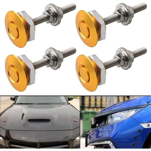 4pcs Universal Aluminum Gold Push Button Billet Quick Release Car Front Bumper Hood Pin Engine Bonnet Lock Latch Clip Body Kit
