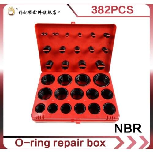 Nitrile rubber 382Pcs O-ring gasket metric O-ring seal automotive machinery rubber Oring waterproof classification kit