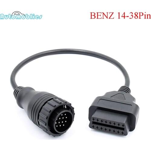 High Quality MB 38 Pin to 14 Pin OBD2 OBD Diagnostic Adapter For Mercedes 38 pin OBD 38pin Connector For Benz Free Shipping