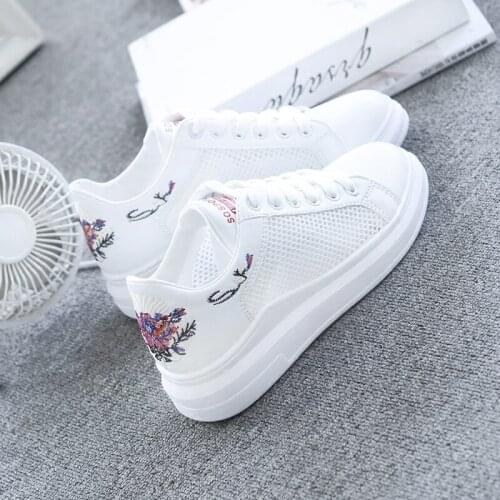 2021 summer new fashion and comfortable white wedge heel shoes womens platform ladies casual shoes breathable mesh sneakers