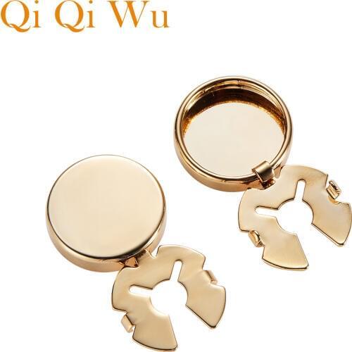 Gold Mens Cover Cufflinks Shiny Wedding Cuff links Buttons for Men Normal Suit Shirt Cufflink Blank Round Cuffs Jewelry Gifts