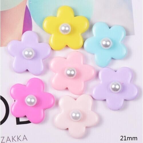 100pcs/lot Kawaii Resin Pearl Flowers Cabochon For Scrapbooking Craft Mobile Case Jewellery Earring Decorative Accessary