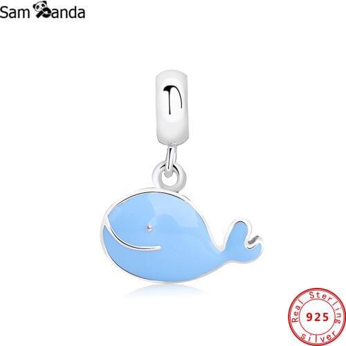 100% 925 Sterling Silver Charms Beads Blue Whale Charm Ocean Life Fit Bracelets Necklace Women Diy Jewelry Making