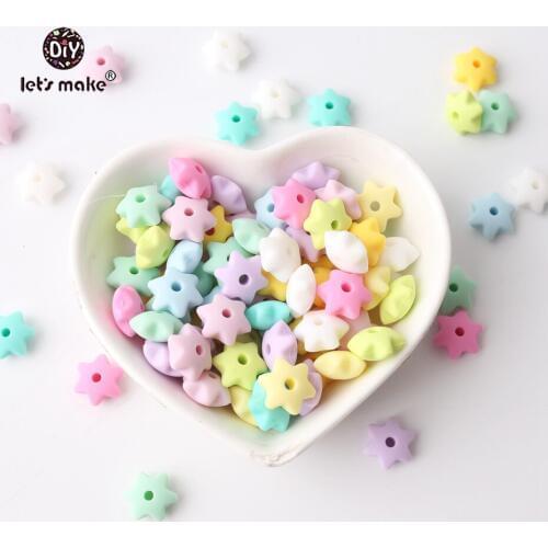 Lets Make Wholesale Teething Bead 300PCS Colourful Mini Star Silicone Bead Nursing Necelack Accessory Jewelry Diy Baby Teether