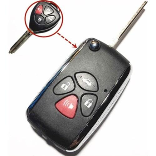 4 Buttons Modified Flip Car Remote Fob Case For Toyota Camry Avalon Corolla Matrix TOY43 Blade Car Key Shell Blank