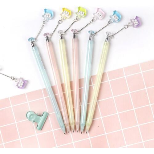 48pcs Kawaii Mechanical Pencil 0.5mm Cute Crystal Pendant Automatic Pencils for School Korean Stationary Pencils Kids Gift Bulk