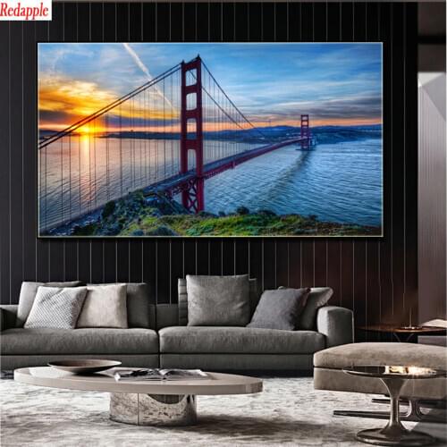 5d diy diamond painting Natural scenery, sunset seascape, bridge diamond painting cross stitch mosaic embroidery diamond round
