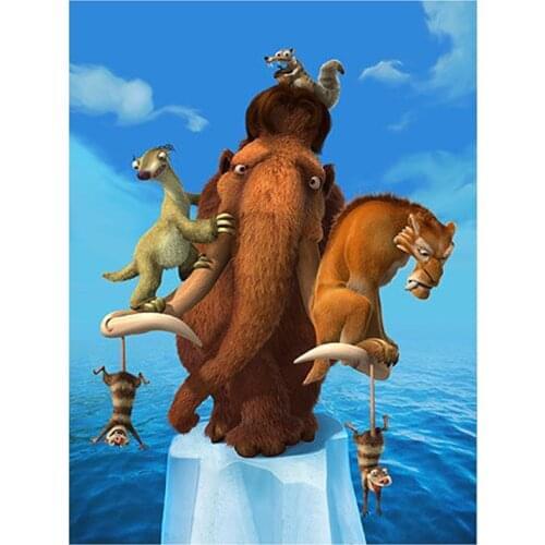 5D DIY Full Round Diamond Painting Ice Age Movie Poster Cross Stitch 3D Embroidery Rhinestone Mosaic Home Decor Art Y329