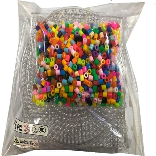 7pcs 5mm Fuse Beads Pegboards for Kids Craft 4 Large Square pegboards 3 Circular Pegboards 2 clips 1000pcs MixColor Fuse Beads