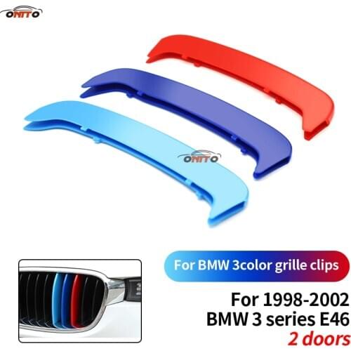 3 Colors Grille Clips Decoration For bmw 3 series E46 1998-2002 Car Styling Front Racing Stripe Clip Decal Covers Auto Accessory