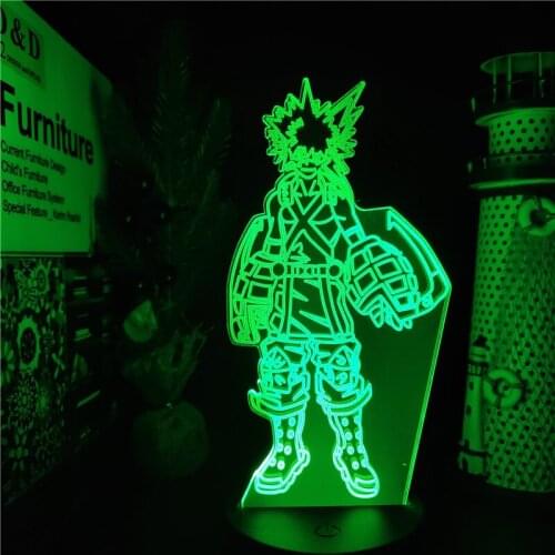 Bakugo 3D Night Light My Hero Academia LED Lamp Anime Figure Boku No Hero Academia Manga Lighting Bedside Decoration Lampara