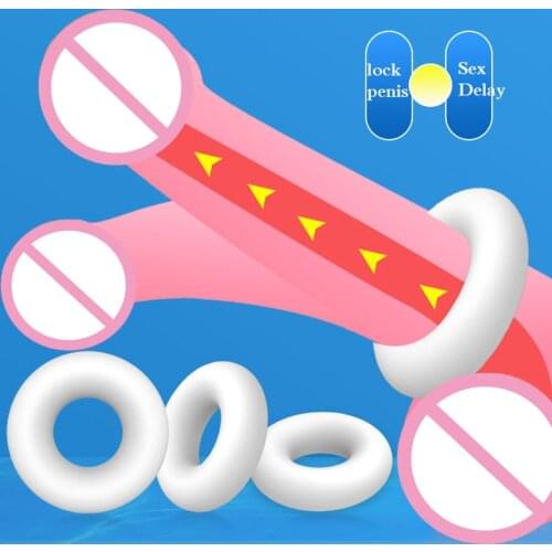 White Silicone Penis Ring Sex Toys Ejaculation Delay Cock for Adults Men Male Long Lasting Firmer Erection Soft Flexible Ring
