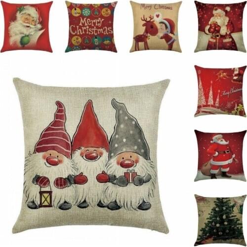 1pc Christmas elements Pillow Case For Rome Santa Pattern Cotton Linen Sofa Car Throw Cushion Cover Home Decor Gift Dropshipping